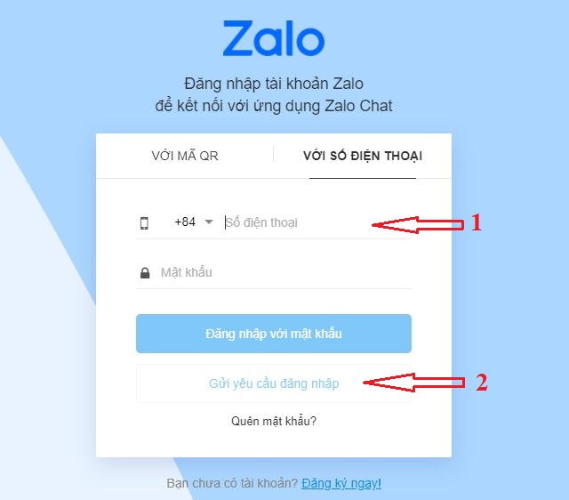 Cách 2: Đăng nhập Zalo Web bằng số điện thoại và mật khẩu